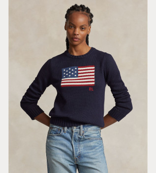 maglia-di-cotone-con-bandiera-blu-navy