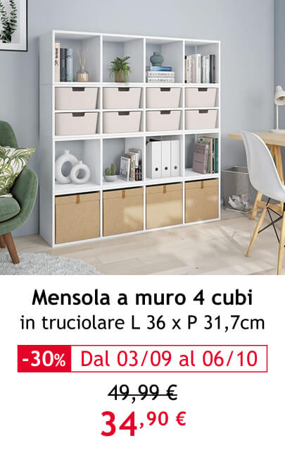 mensola a muro 4 cubi