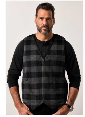 Gilet JP1880 con alta percentuale di lana, fodera di teddy e zip, fino alla tg. 7XL