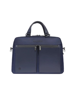 Image of Piquadro – Cartella porta pc 14’’ in pelle e tessuto riciclato Orion