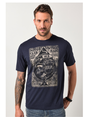T-shirt JP1880 con mezze maniche e stampa sul petto, fino alla tg. 8XL