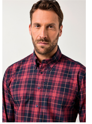 Camicia a quadri JP1880 dalla vestibilità moderna con maniche lunghe e colletto button-down, fino alla tg. 8XL