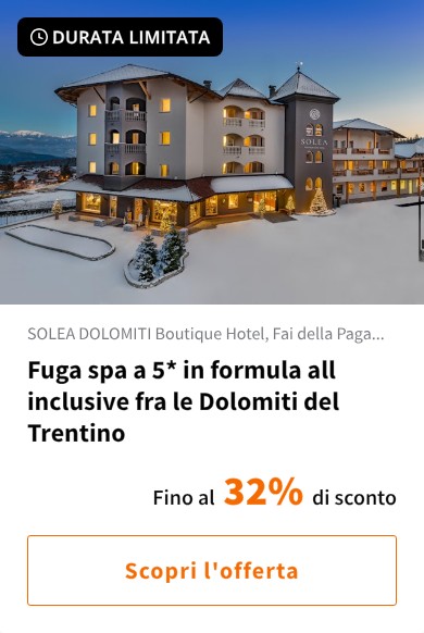 Fuga spa a 5* in formula all inclusive fra le Dolomiti del Trentino