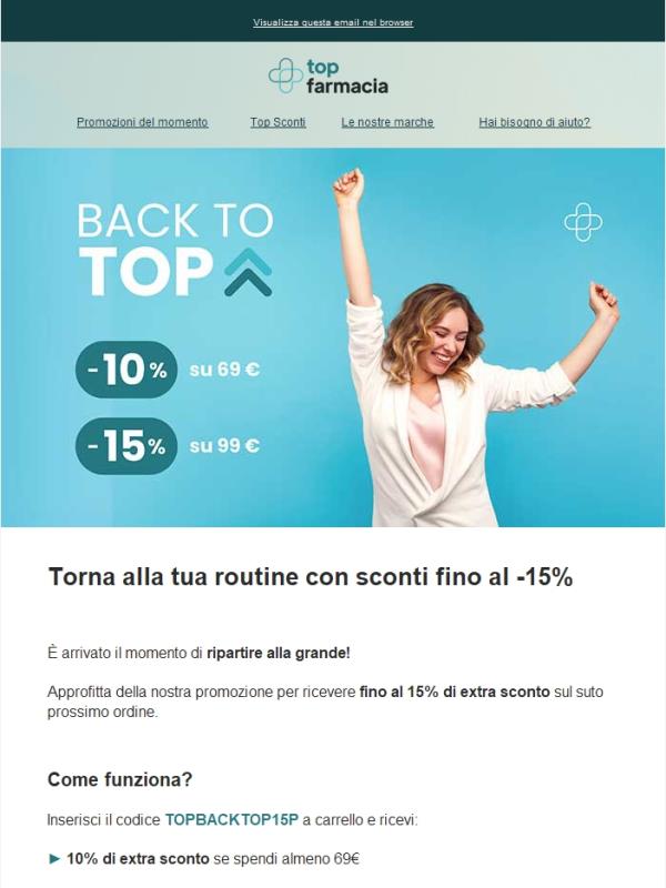 🎒 Back to TOP: risparmia fino al -15%!
