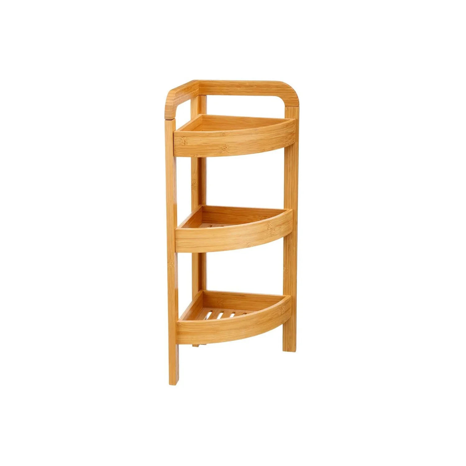 Image of Mensola Angolare A 3 Ripiani Bambù 33x23x61cm