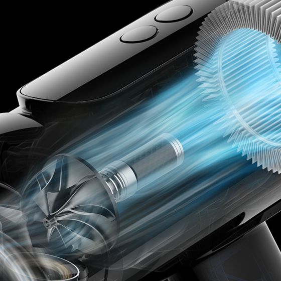 Il filtro e il motore all’interno dell’aspirapolvere Dyson Cyclone V8