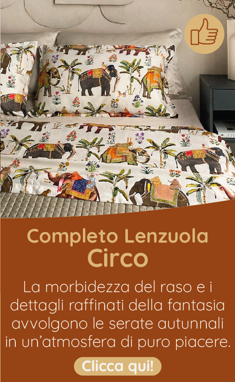 Completo Lenzuola in Raso di Cotone Fantasia - Circo