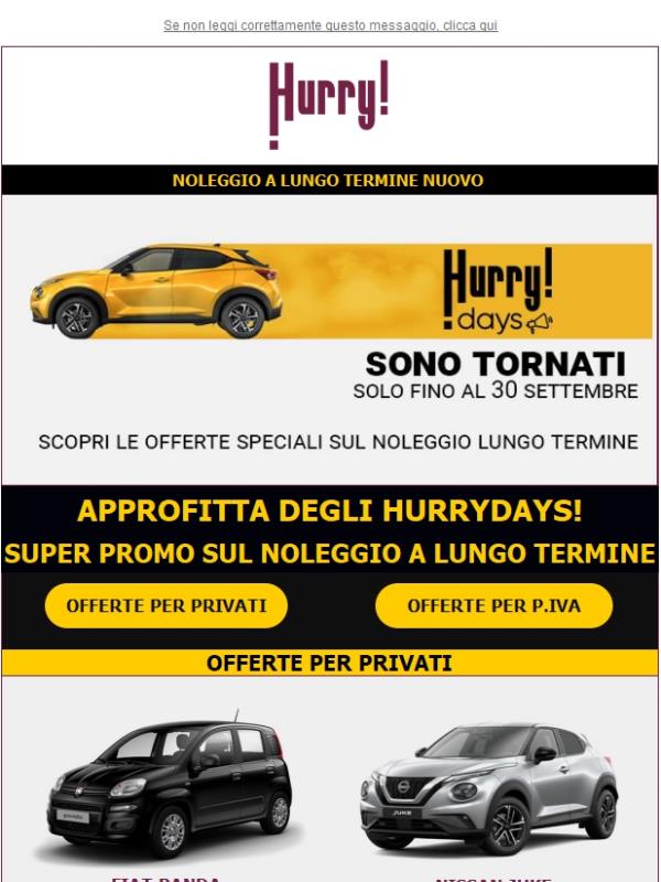 🔊HURRYDAYS! Auto a PREZZI SUPER SCONTATI solo fino al 30 settembre!🚘