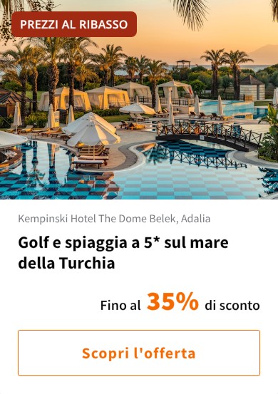 Golf e spiaggia a 5* sul mare della Turchia