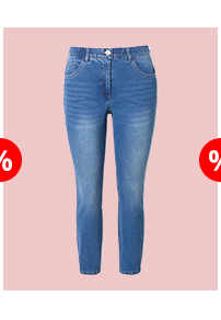 Skinny jeans a vita alta con effetto slavato e cinque tasche
