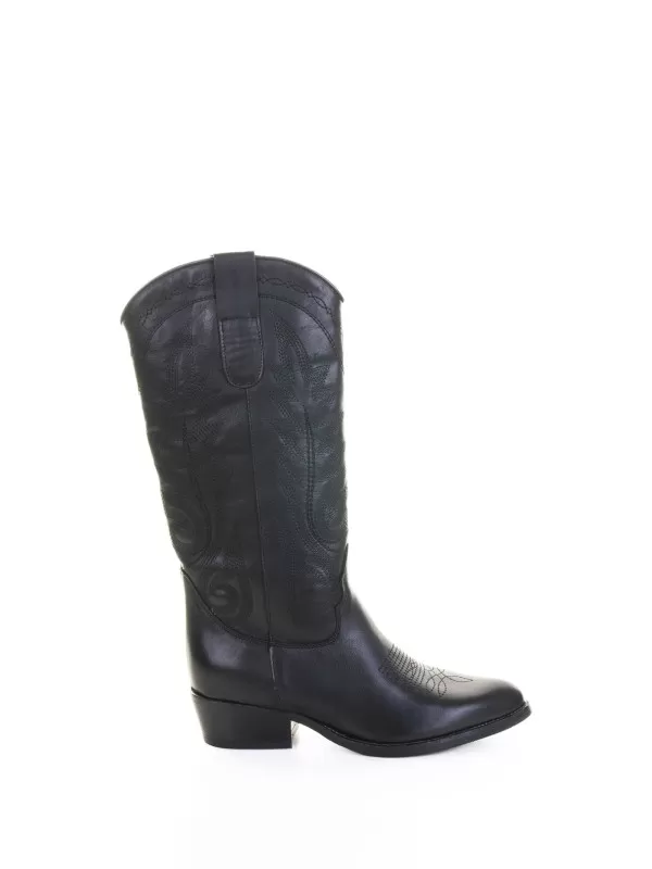 Stivaletto Texano Nero in Pelle