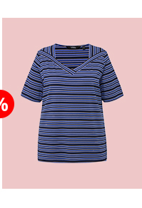 T-shirt classica a righe con scollo a V e mezze maniche