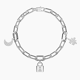 Bracciale BON TON   con ciondoli LUCCHETTO, LUNA e PUZZLE