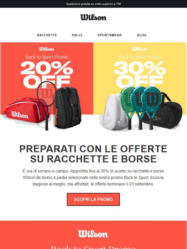 Le offerte Back to Sport terminano il 23 settembre