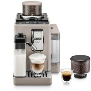 Macchina da caffÃ¨ superautomatica DeLonghi Rivelia con serbatoio del latte da 19 bar, beige
