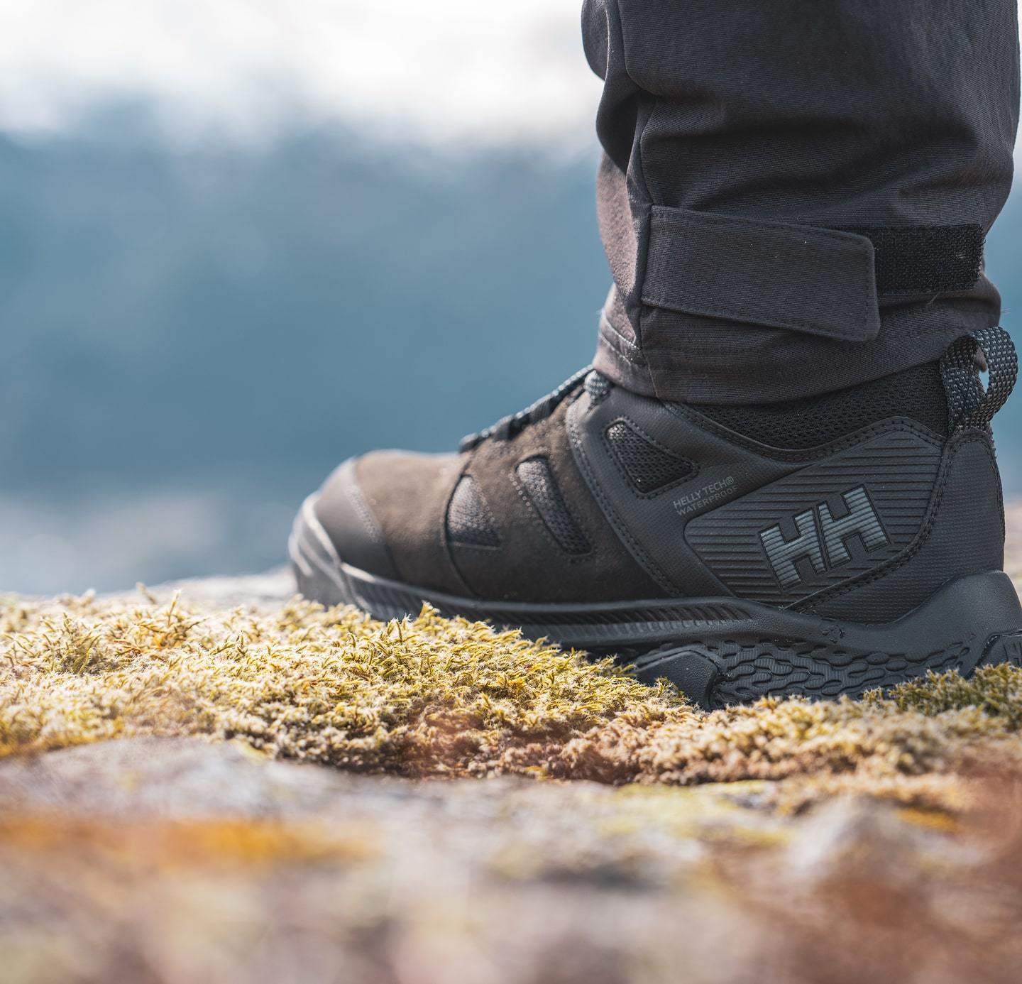 Man wearing Helly Hansen shoes
