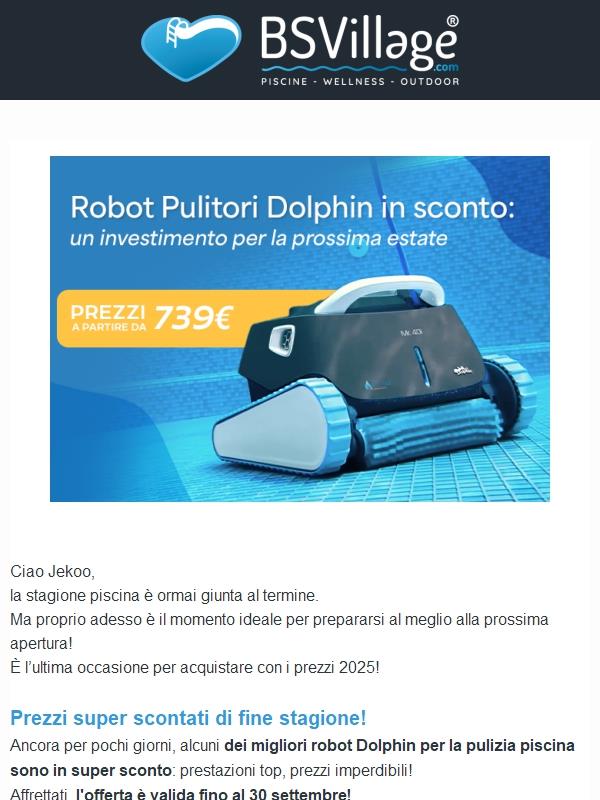 Robot pulitore piscina Dolphin in offerta per arrivare alla prossima stagione senza pensieri!
