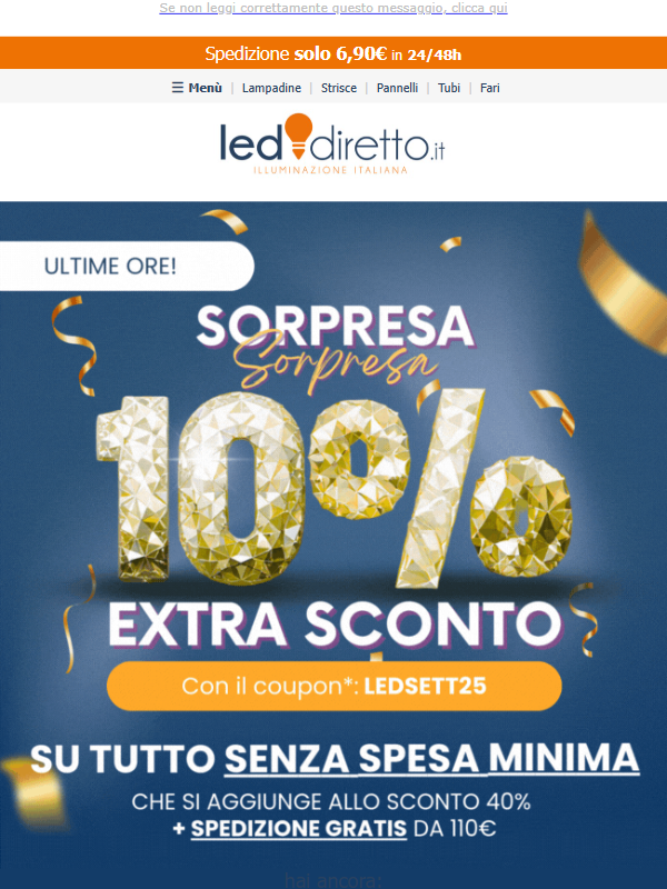 ULTIME ORE ⏰ EXTRA-SCONTO 10% a Sorpresa