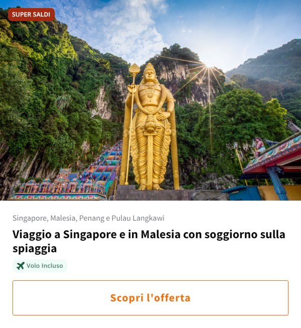 Viaggio a Singapore e in Malesia con soggiorno sulla spiaggia