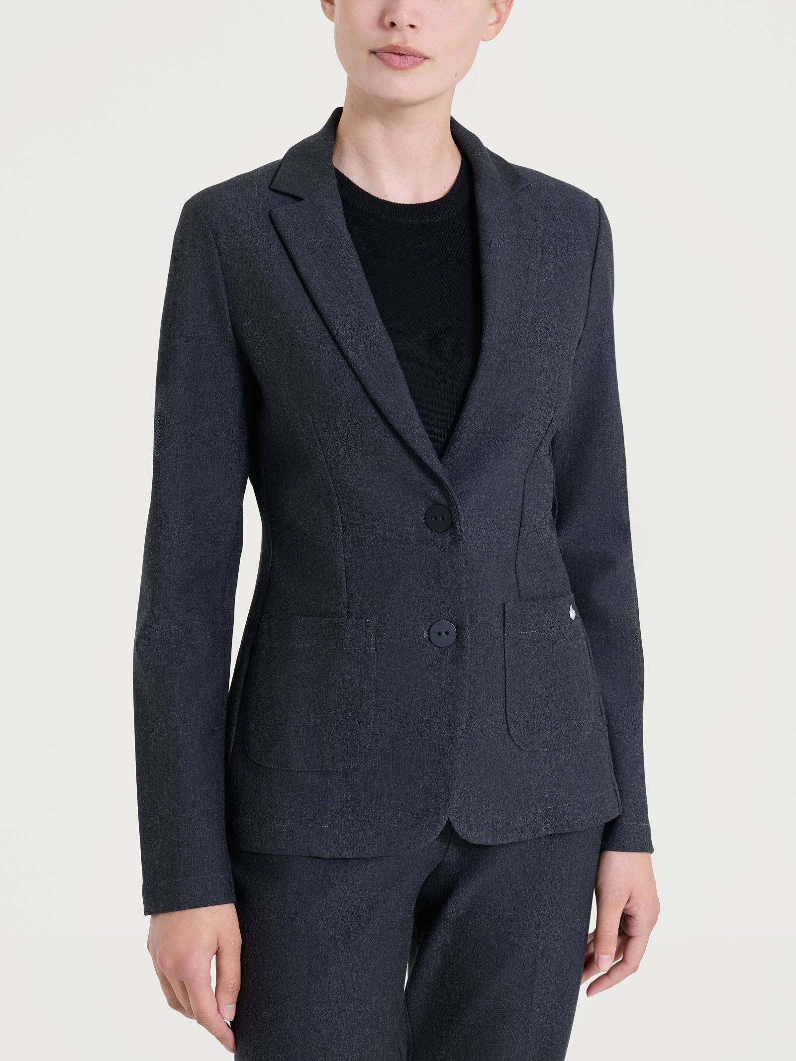 Image of Blazer con due bottoni in Compact - Oscuro Mel.