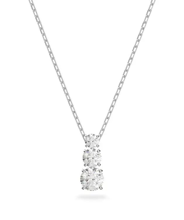 Pendente Attract Trilogy, Taglio Round, Bianco, Placcato rodio
