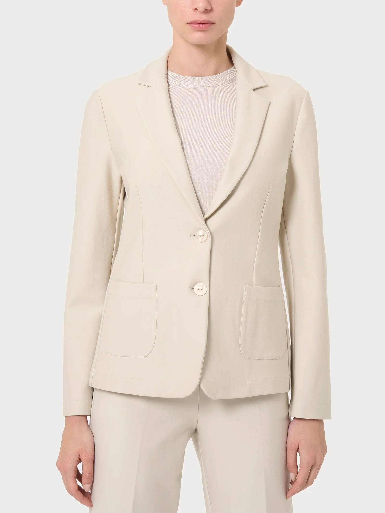Image of Blazer con due bottoni in Compact - Champignon