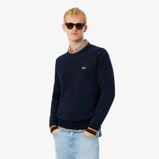 Maglione in Jersey di Cotone a Righe / Blu