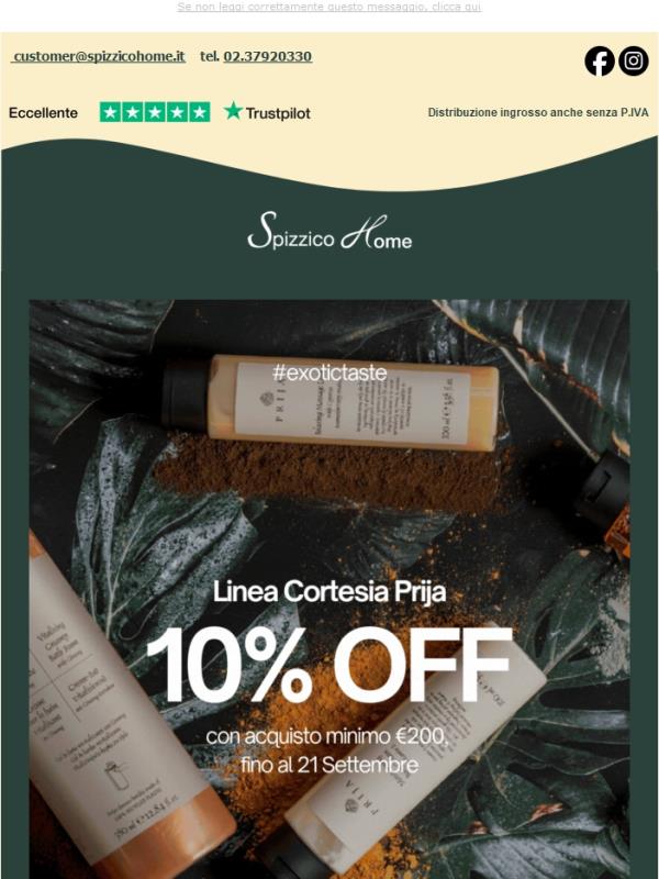 ✨ Profumi esotici e qualità italiana 💚 -10 % su Linea Cortesia Prija fino a domenica