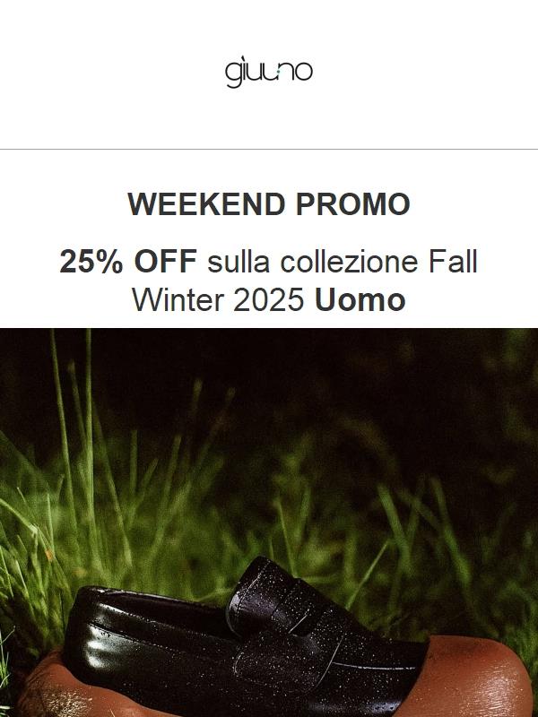WEEKEND PROMO -25% al checkout - Sulla Nuova Collezione Uomo