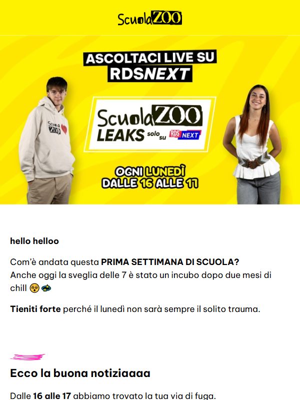 Tutto vero: siamo su RDSNEXT con un nuovo programma sulla scuola!
