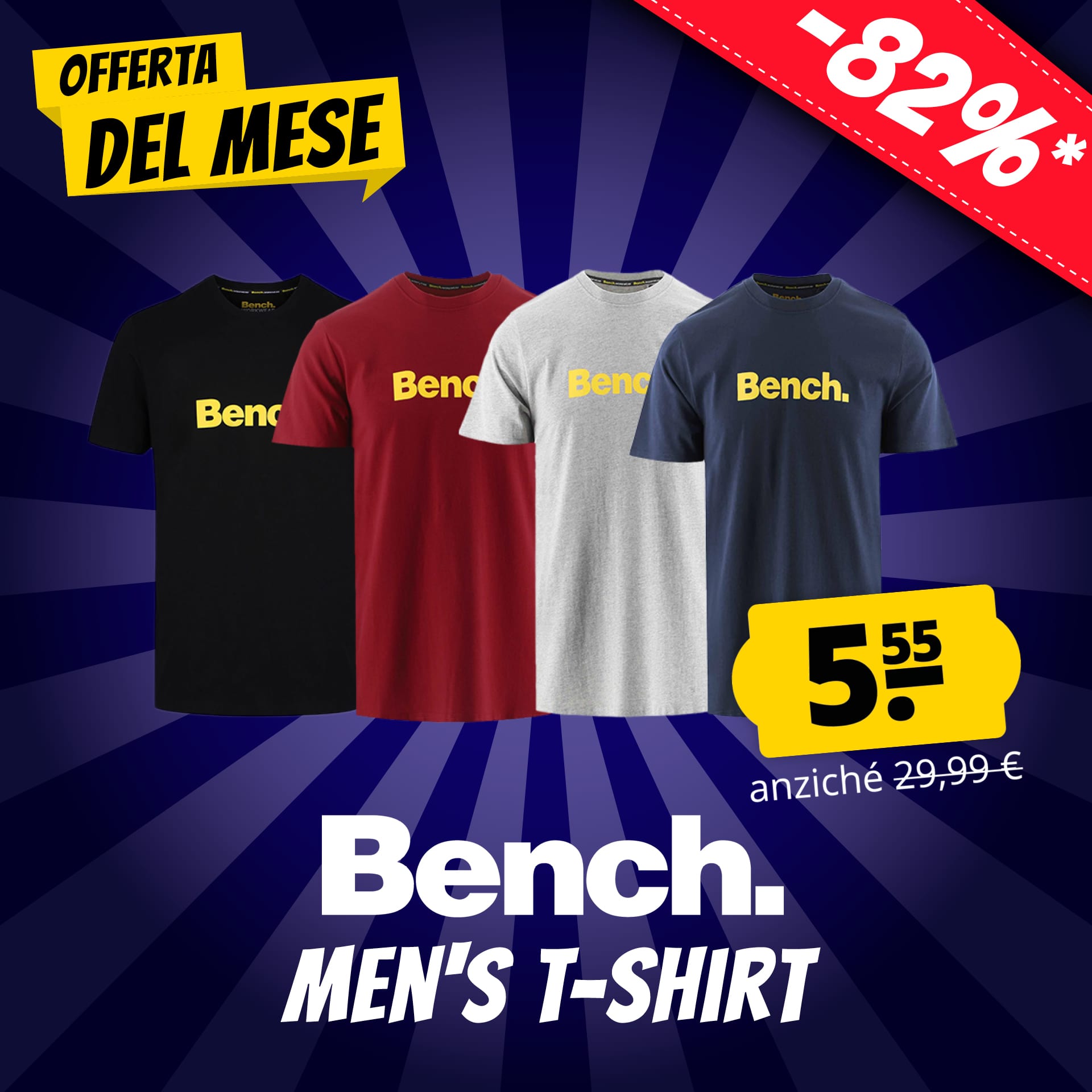 Bench Men's T-Shirt solo 5,55 € acquista a prezzi convenienti su ScontoSport!