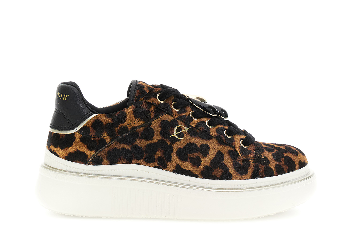 Image of sneakers allacciata in pelle effetto cavallino maculato
