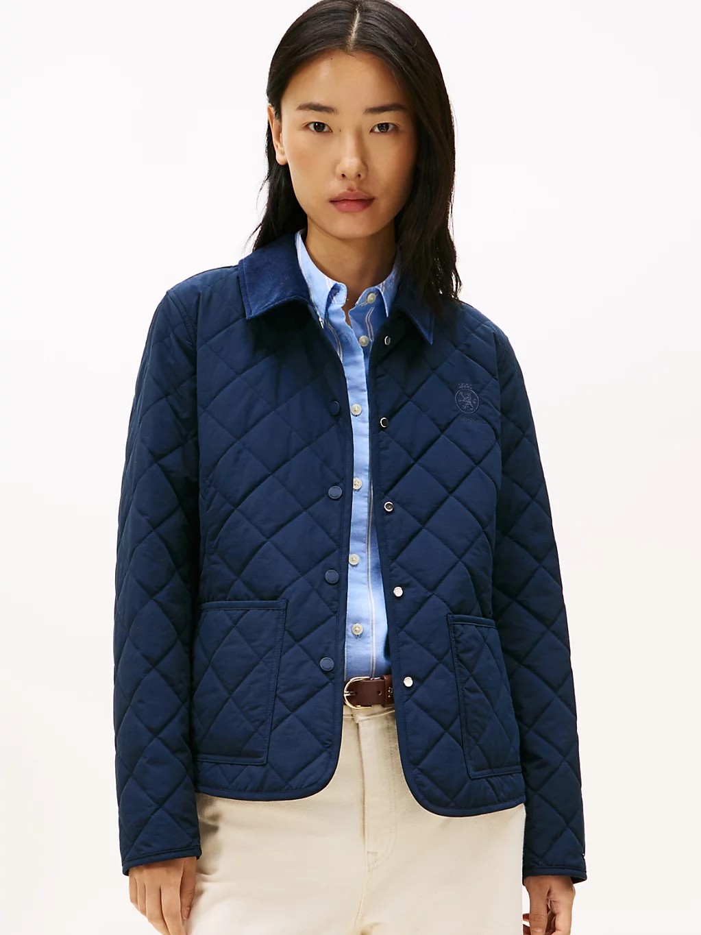 Giubbino slim fit imbottito con stemma