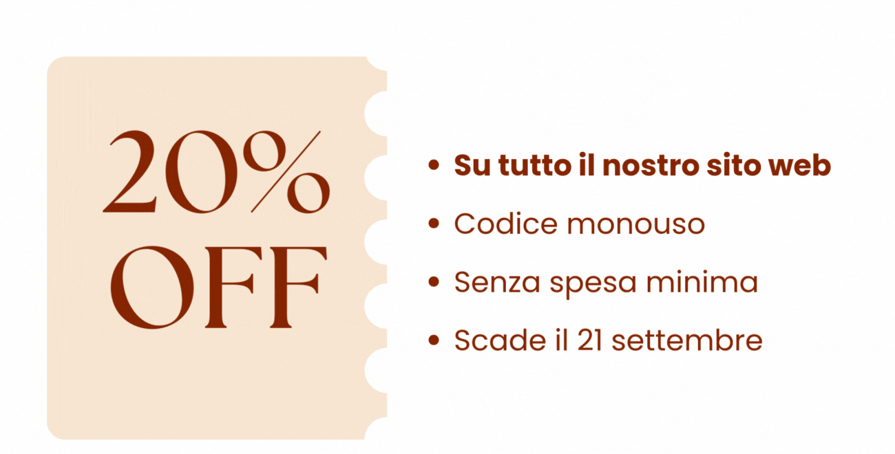 -20% Sututto il nostro sito web