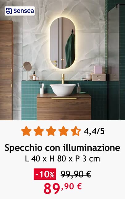 specchio con illuminazione sensea