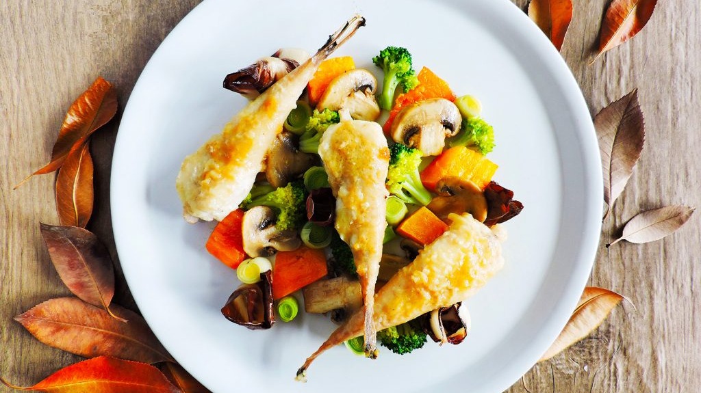 Code di rospo alla birra con verdure autunnali