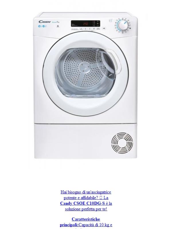 🎉 Scopri la Candy CSOE C10DG-S! 🧺