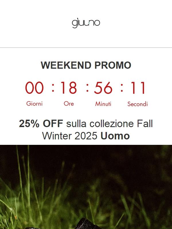 Scade Domani! WEEKEND PROMO -25% al checkout