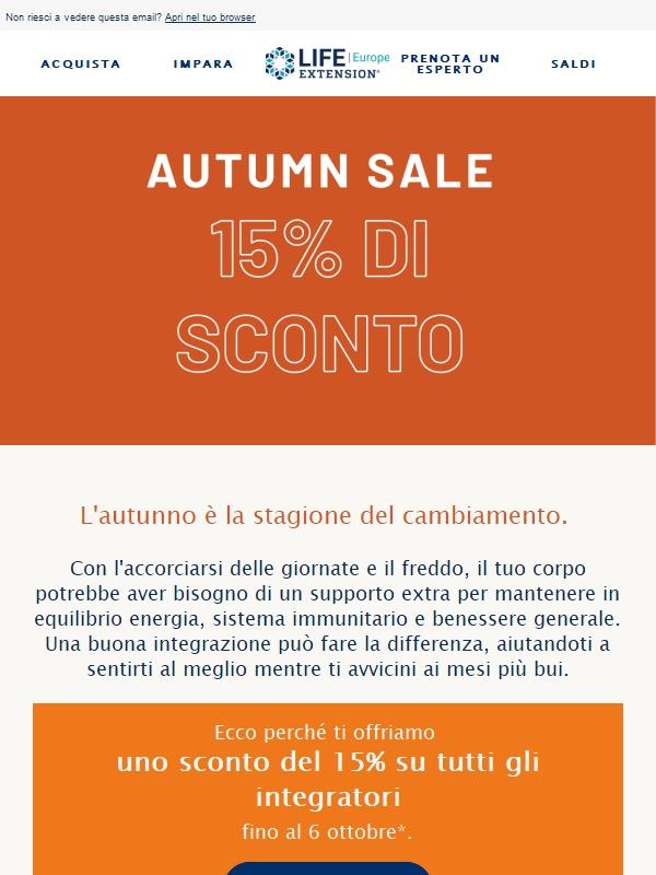 L'autunno è arrivato: risparmia il 15%