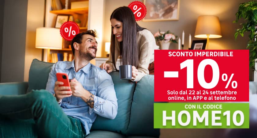 sconto 10% con il codice HOME10 fino al 24 settembre