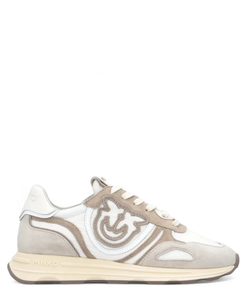 Image of Sneakers Pinko in Pelle e Suede con Suola Sagomata e Logo