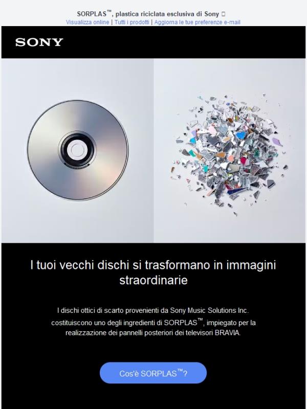 Materiali riciclati. Qualità BRAVIA senza compromessi.