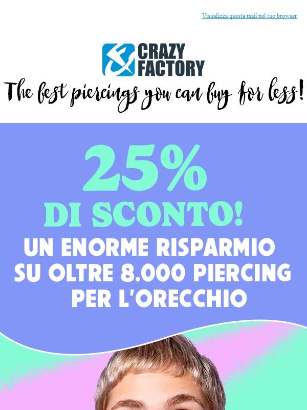 😍 Le tue orecchie se lo meritano: 25% di sconto sui piercing per l'orecchio, .