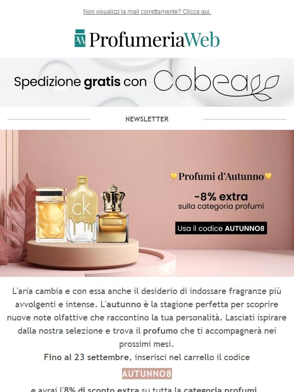 🍂 Ultimi giorni! -8% extra su tutti i profumi