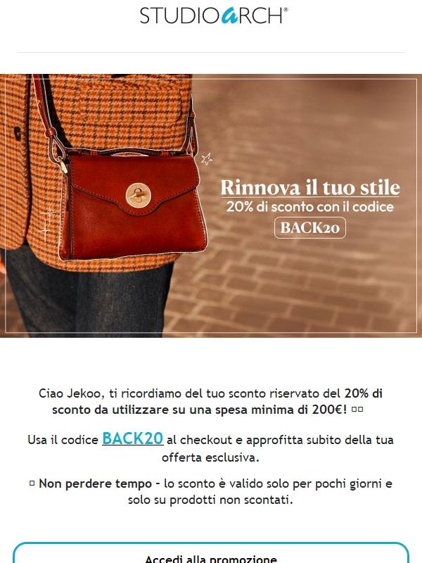 Il tuo sconto VIP sta per scadere: hai il -20% da utilizzare subito!