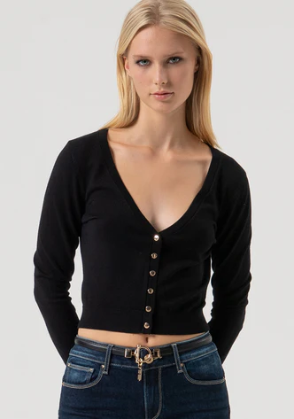 Maglia Cardigan Regular Fit / Nero