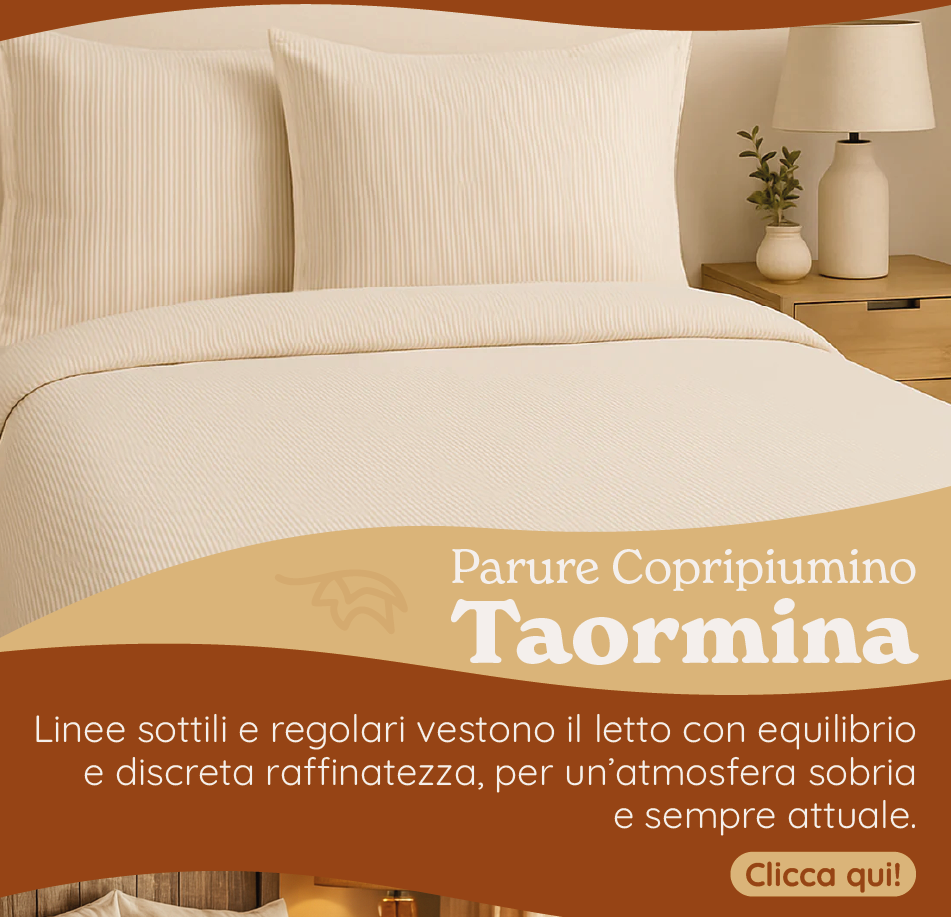 Parure Copripiumino in Puro Cotone Rigato Tinto in Filo - Taormina