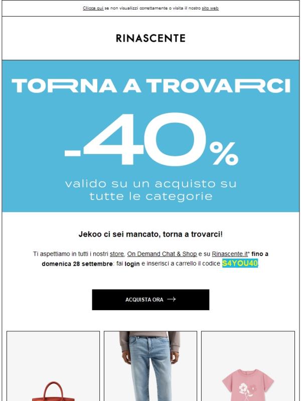 40% di sconto: la promozione continua