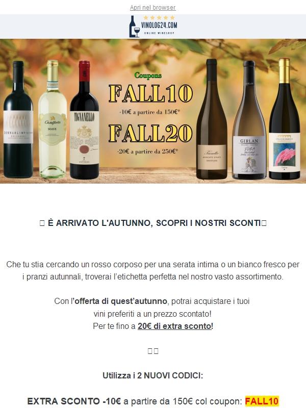 🍂 SALDI D'AUTUNNO - Scopri i CODICI SCONTO 🌰 Fino a 20€ di risparmio!