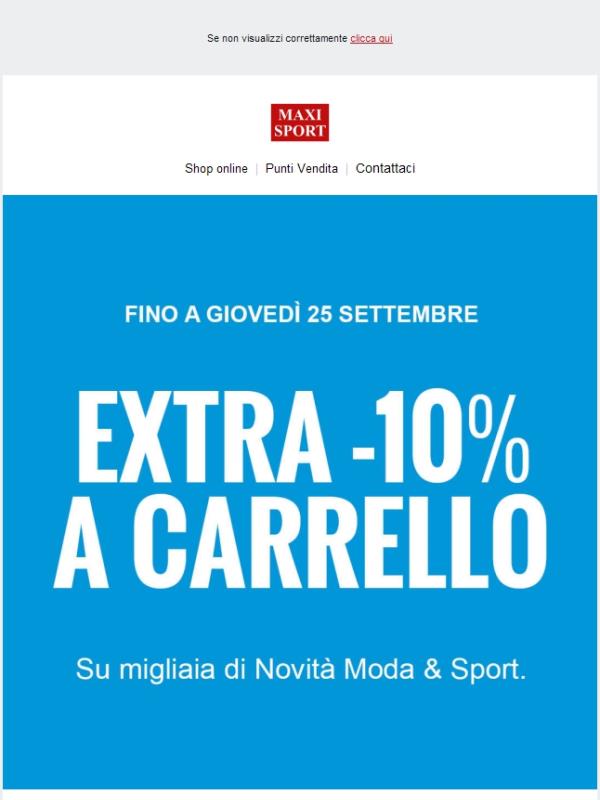 Offerte, sconti e coupon Maxi Sport direttamente dalle newsletter | Jekoo